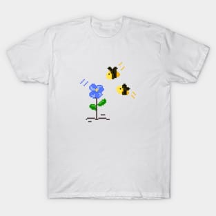 Pixel Art Flower and Bees T-Shirt